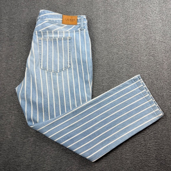 Lauren Ralph Lauren Denim - Lauren Ralph Lauren Blue and White Vertical Stripe Straight-Leg Jeans